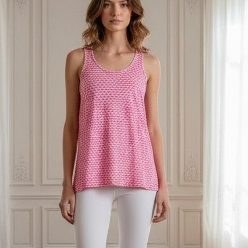 Vineyard Vines Pink & White Whale Tail Print Tank XS
